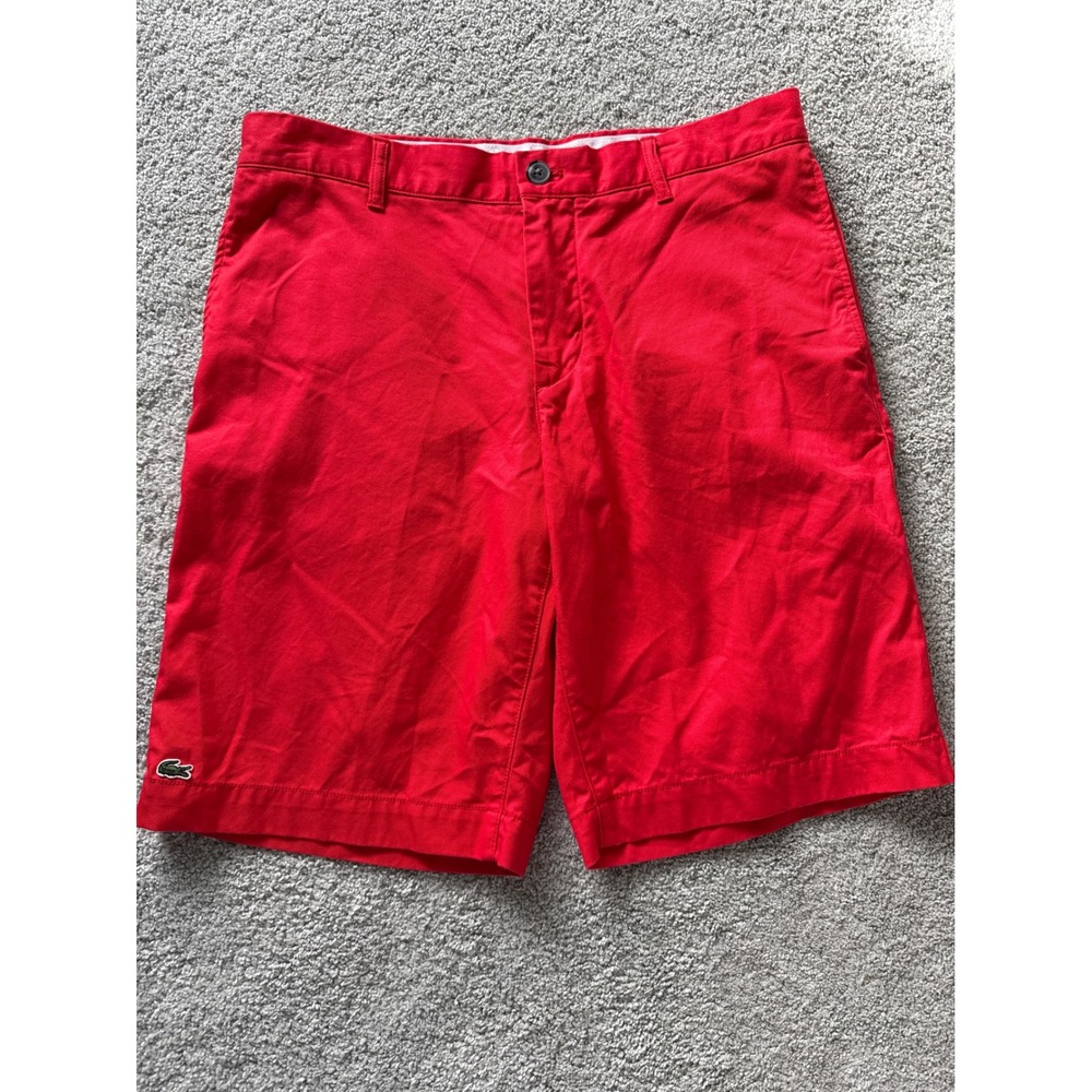 Lacoste Red Regular Fit Chino Shorts Mens US 32 Embroidered Logo